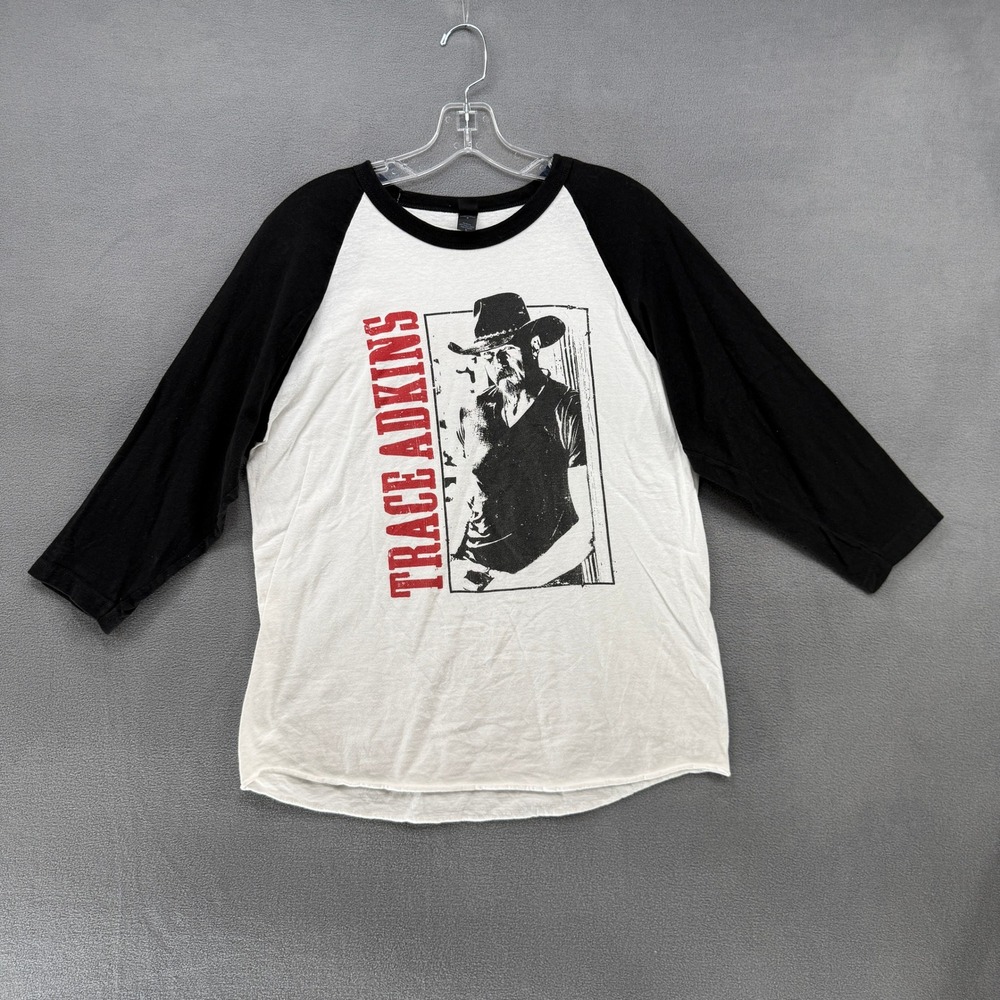 Trace Adkins 2018 Tour Raglan Baseball T-Shirt Adult M Black White 3/4 Sleeve